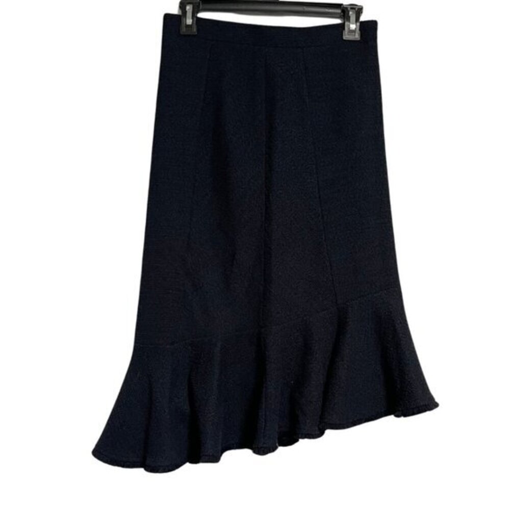 Banana Republic Skirt Womens Size 4 Black‎ Boucle Fringe Hem Career Professional